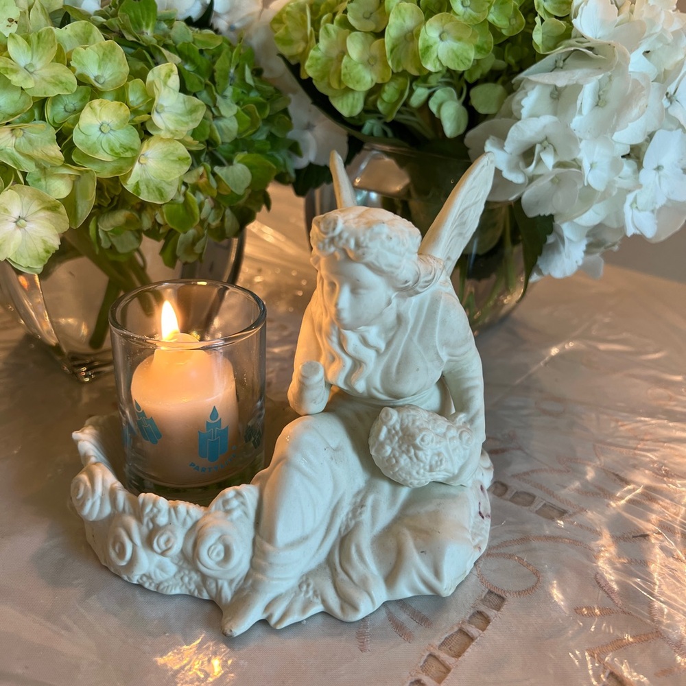 Partylite Retired Vintage White Angelic Figurine Candle Holder